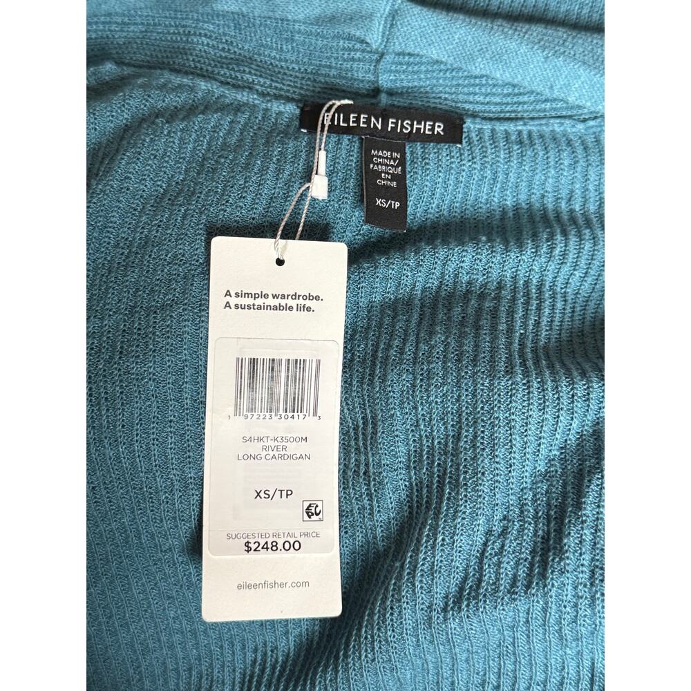 Eileen Fisher River Linen Blend Long Cardigan Sweater XS NWT - Picture 10 of 12